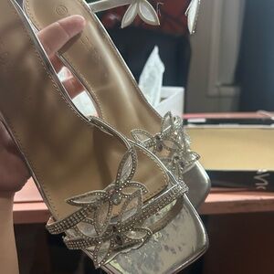Wild Diva Silver Embellished Heels